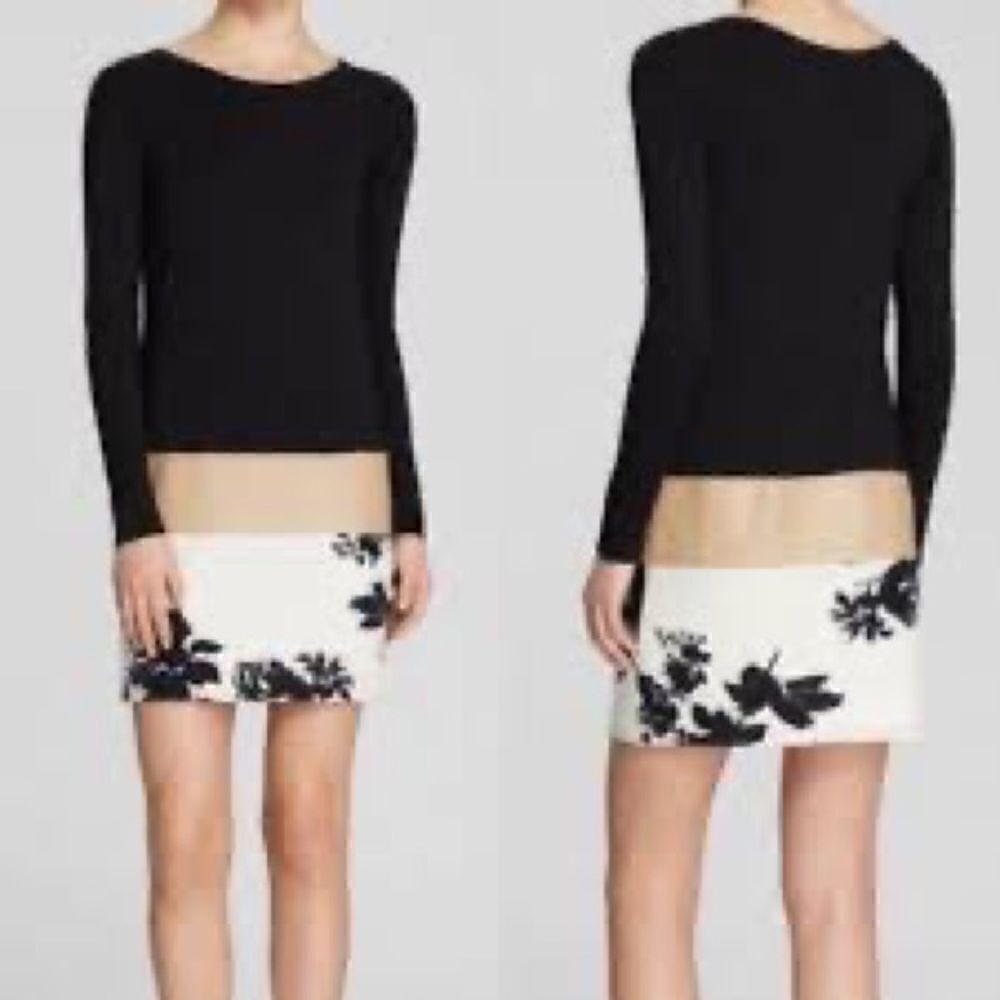 NWOT BAILEY 44 Savuti Marsh jersey knit faux leather silk floral dress Sz M